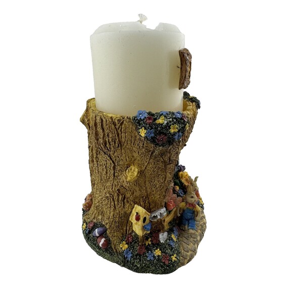 Vintage Pillar Candle Set Easter Scene Bunny ABC Item #41284 - Pre-Owned Spring - Picture 2 of 6